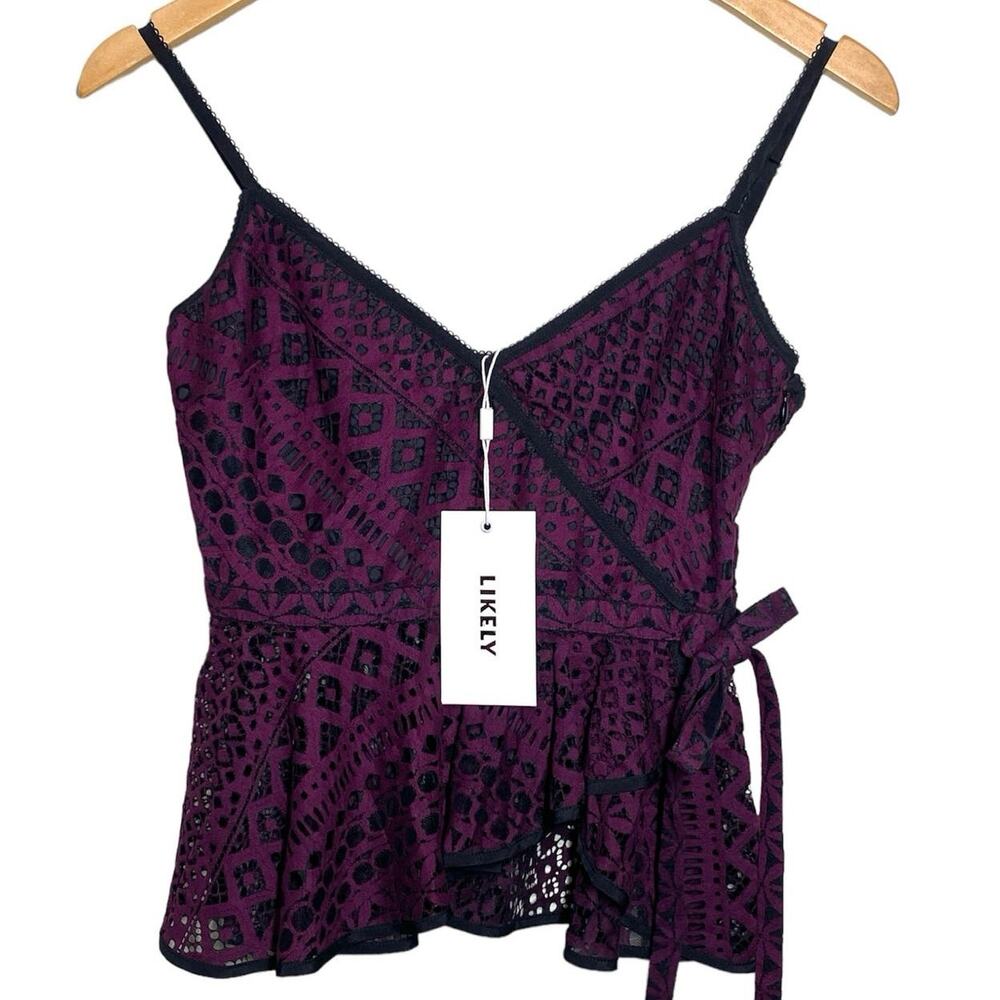 Likely Peplum V Neck Lace Tank Top XS Vamp Goth Witchy Fairy Whimsigoth Coquette